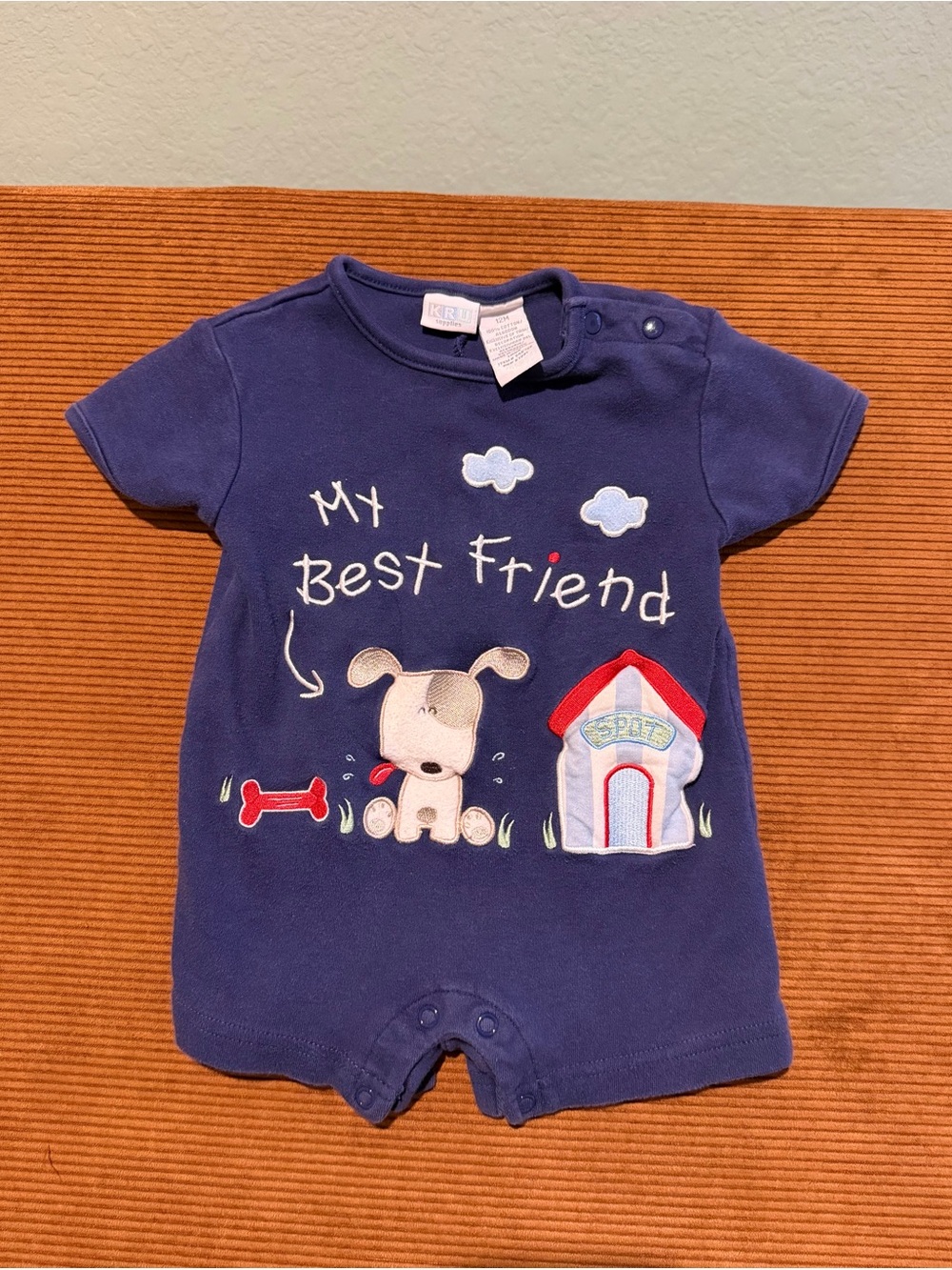 Navy "My Best Friend" Puppy Romper VINTAGE 12months